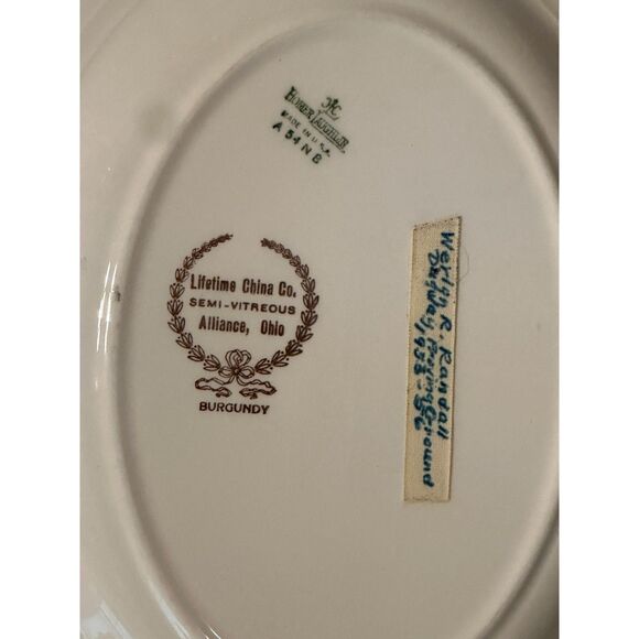 Homer Laughlin DISCONTINUED Burgundy Magnolia Oval Platter - Picture 3 of 7